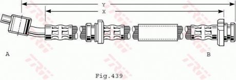 Тормозная трубка/трос гибкая передняя левая (длина 504мм, 10мм, M10x1, кожух) NISSAN ALMERA TINO 1.8/2.0/2.2D 08.00-02.06 TRW PHD486