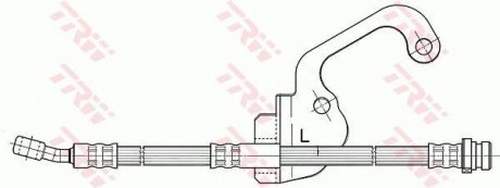 Тормозная трубка/трос гибкая задняя левая (длина 435мм, 10мм, M10x1, кожух) HYUNDAI TERRACAN 2.5D/2.9D/3.5 11.01-12.06 TRW PHD506 (фото 1)