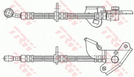 Тормозная трубка/трос гибкая передняя правая (длина 547мм, M10x1, кожух) HONDA CITY, JAZZ II, JAZZ III 1.2/1.3/1.4 03.02- TRW PHD583 (фото 1)