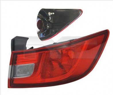 Задній ліхтар правий (зовнішн, колір повороту білий, колір скла червоний) RENAULT CLIO Хетчбек 11.12-06.16 TYC 11-12355-01-2 (фото 1)