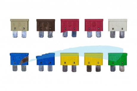 Фото автозапчасти предохранитель плоский (набор) универсал. 5A, 7.5A, 10A, 15A, 20A, 25A, 30A (10шт.) цинковый сплав UKRAINIAN PRODUCTS AF312