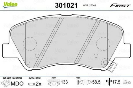 Фото автозапчасти колодки тормозные KIA P. RIO 1,1-1,4 11- Valeo 301021