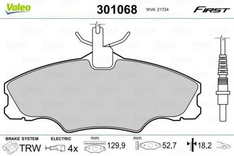 Фото автозапчасти колодки тормозные PEUGEOT P. 406 95- KOLA 14 Valeo 301068