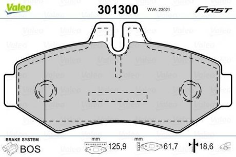 Фото автозапчасти колодки тормозные Mercedes T. SPRINTER 208-312 98- Valeo 301300 (фото 1)