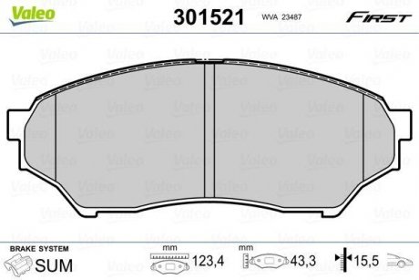 Фото автозапчасти колодки тормозные передние MITSUBISHI PAJERO PININ 1.8GDI/2.0GDI 10.99-06.07 Valeo 301521