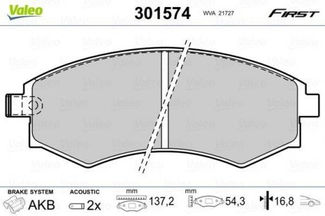 Фото автозапчасти колодки тормозные HYUNDAI P. LANTRA 1,6 91- Valeo 301574