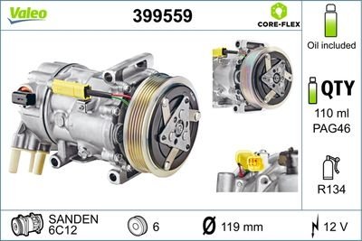 Компресор кондиціонера Citroen Berlingo/Peugeot Partner 1.6HDI 08- Valeo 399559