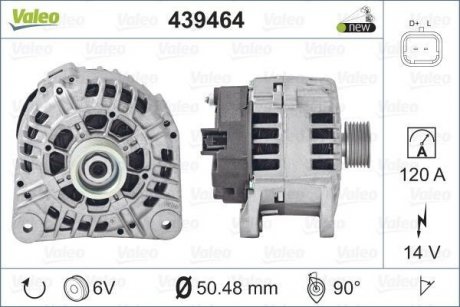 Фото автозапчасти генератор (14В, 120А) NISSAN INTERSTAR, PRIMASTAR; OPEL MOVANO, VIVARO A; RENAULT AVANTIME, ESPACE III, LAGUNA II, MASTER II, TRAFIC II, VEL SATIS 1.8-2.5D 07.00- Valeo 439464