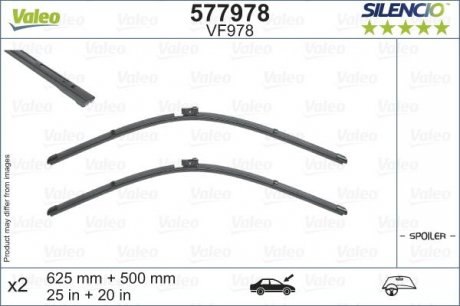 Фото автозапчастини щітка склоочисника безкаркасна L-500/625mm AUDI A6 ALLROAD C8/A6 C8/A7/A8 D5/E-TRON/Q7/Q8, LAMBORGHINI URUS >2015 Valeo 577978