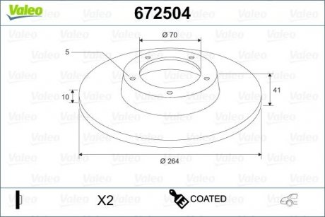 Фото автозапчасти тормозной диск задняя левая/правая ALFA ROMEO GIULIETTA 1.4-2.0D 04.10- Valeo 672504