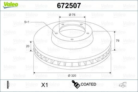 Тормозной диск задняя левая/правая BMW X5 (E70), X5 (F15, F85), X6 (E71, E72) 2.0D/3.0/3.0D 10.06-07.18 Valeo 672507 (фото 1)