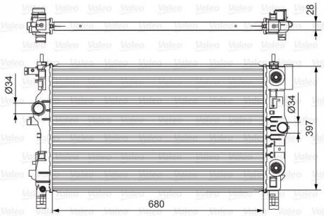 Радиатор основной (автоматическая) OPEL ASTRA J, ASTRA J GTC, ZAFIRA C 1.4/1.4LPG/1.6 12.09- Valeo 701541
