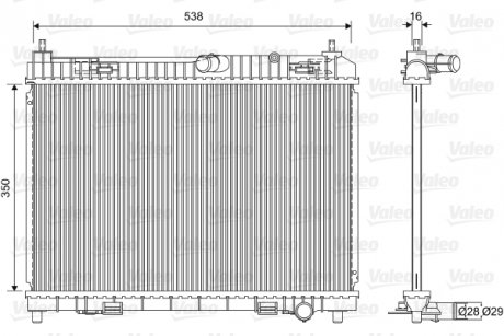 Радиатор основной (ручной) FORD B-MAX, FIESTA V, FIESTA VI 1.25-1.6 11.01- Valeo 701603 (фото 1)
