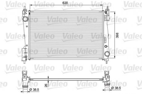 Радиатор двигателя FIAT GRANDE PUNTO, PUNTO, PUNTO EVO 1.3D 10.05- Valeo 701717