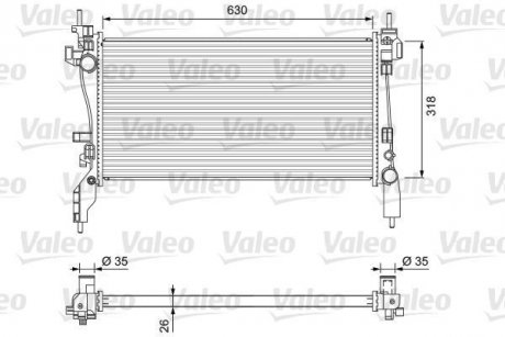 Фото автозапчасти основной радиатор CITROEN NEMO; FIAT FIORINO, QUBO; PEUGEOT BIPPER, BIPPER TEPEE 1.3D/1.4D 11.07- Valeo 701718