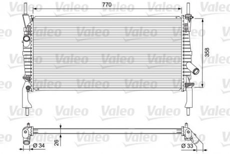Радиатор основной FORD TRANSIT, TRANSIT TOURNEO 2.2D-2.4D 04.06- Valeo 701731
