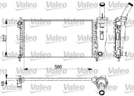 Фото автозапчасти радиатор основной FIAT PUNTO 1.2 09.99-12.10 Valeo 732578 (фото 1)