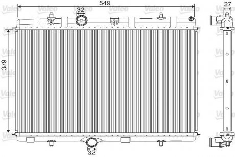 Фото автозапчастини радіатор двигуна CITROEN C2, C2 ENTERPRISE, C3 AIRCROSS II, C3 I, C3 II, C3 III, C3 PICASSO, C4 CACTUS, C-ELYSEE, DS3; DS DS 3; OPEL CROSSLAND X /LAND; PEUGEOT 1007, 2008 I, 207 1.0-1.6D 02.02- Valeo 733101