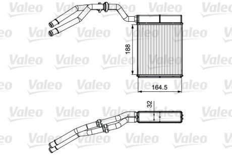 Радиатор печки (164,5x188x32) FORD GALAXY II, MONDEO IV, S-MAX 1.6-2.5 05.06-06.15 Valeo 811515 (фото 1)