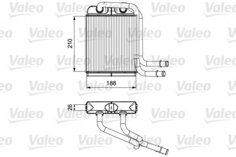 Радиатор печки Volkswagen T5/T6 1.9-3.2D 03- Valeo 811524 (фото 1)