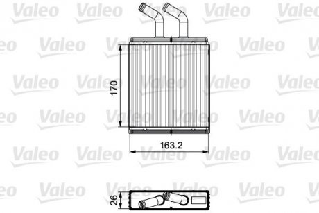 Радиатор печки (163,2x170x26) KIA RIO 1.3/1.5 08.00-02.05 Valeo 811561 (фото 1)