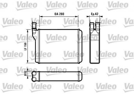 Радиатор печки (280x156x42) SAAB 9000 2.0/2.3/3.0 09.84-12.98 Valeo 812027