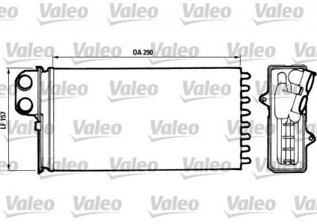 Радиатор печки (290x157x40) CITROEN XM; PEUGEOT 605 2.0-3.0 05.89-10.00 Valeo 812037 (фото 1)