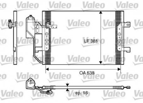 Радиатор кондиционера (с сушилкой) MERCEDES A (W168), VANEO (414) 1.4-2.1 07.97-07.05 Valeo 817659 (фото 1)