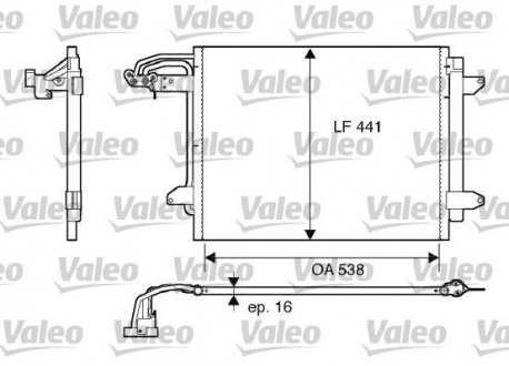 Радиатор кондиционера (с осушителем) Volkswagen CADDY III, TOURAN 1.4-2.0D 02.03-05.15 Valeo 817806
