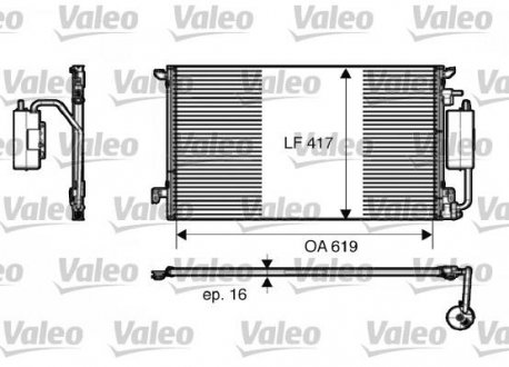 Радіатор кондиціонера (із сушаркою) ALFA ROMEO 147; FIAT CROMA; OPEL SIGNUM, VECTRA C, VECTRA C GTS 1.8/1.9D/2.4D 06.03- Valeo 817809
