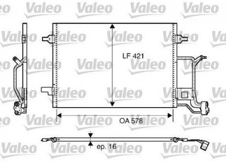 Радіатор кондиціонера AUDI A4; Volkswagen PASSAT 1.6-2.8 11.94-09.01 Valeo 817840