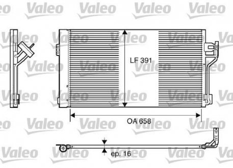 Радіатор кондиціонера (з осушувачем) MERCEDES VIANO (W639), VITO / MIXTO (W639), VITO (W639) 2.0D-3.7 09.03- Valeo 817842