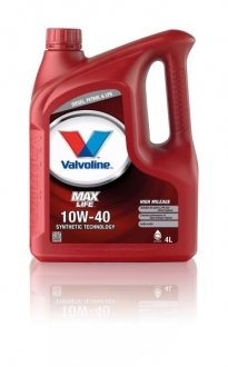 Фото автозапчастини олива двигуна MAXLIFE (4L +) SAE 10W40 API CF, SM, SN, ACEA A3, B4-10 VALVOLINE MAXLIFE 10W40 4L (фото 1)