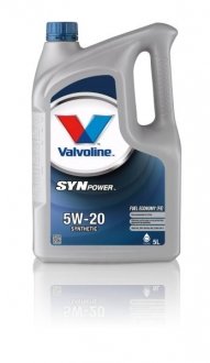 Фото автозапчастини олива двигуна SYNPOWER (5L +) SAE 5W20 API SN; ACEA A1; B1-10; FORD WSS-M2C948-B VALVOLINE SYNPOWER FE 5W20 5L (фото 1)