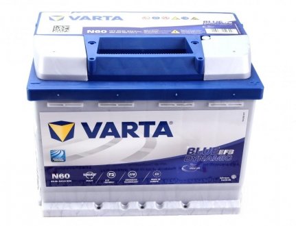 Аккумуляторная батарея 60Ah/640A (242x175x190/+R/B13) (Start-Stop EFB) Blue Dynamic N60 VARTA 560500064 D842 (фото 1)