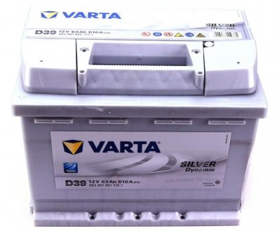 Акумуляторна батарея 63Ah/610A (242x175x190/+L/B13) Silver Dynamic D39 VARTA 563401061 3162