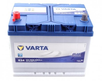 Аккумуляторная батарея 70Ah/630A (261x175x220/+L/B01) Blue Dynamic E24 Азия VARTA 5704130633132