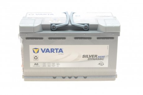 Акумуляторна батарея 80Ah/800A (315x175x190/+R/B13) (Start-Stop AGM) Silver Dynamic A6 VARTA 580901080 J382 (фото 1)