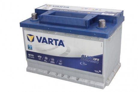 Акумулятор 12V 70Ah/760A START&STOP EFB (P+ стандартний полюс) 278x175x190 B13 - ніжка висотою 10,5 мм (efb/стартер) VARTA VA570500076