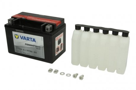 AGM/Стартер/Акумулятор із сухим зарядом (обмежені продажі споживачам) 12V 8Ah 135A L+ Необслуговуваний електроліт у комплекті 152x88x106 мм Ремінь YTX9-BS із сухим зарядом VARTA YTX9-BS VARTA FUN
