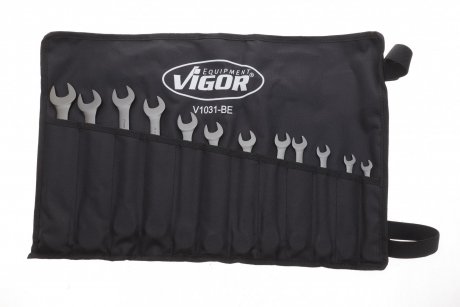 Набор ключей рожково-накидных с трещоткой 8-19 mm 12 ед. BLACK EDITION VIGOR V1031-BE