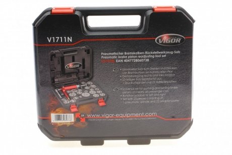 Набор инструментов для утапливания поршней (23 адаптера) VIGOR V1711N (фото 1)