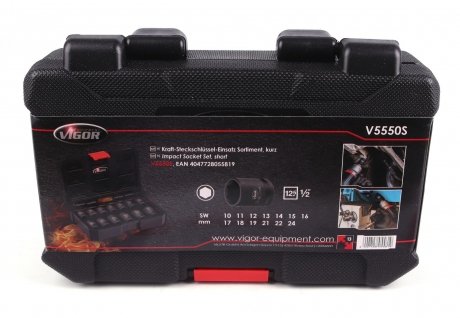 Набір ударних головок (13 предметів) (10-24mm) (короткі) VIGOR V5550S