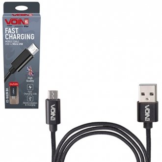 Фото автозапчасти кабель USB - Micro USB 3А, 2m, black (швидка зарядка/передача даних) Voin CC-1802M BK