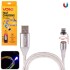 Фото автозапчасти кабель магнитный Multicolor LED USB - Lightning 3А, 1m, black (быстрая зарядка/передача данных) Voin VL-1601L RB (фото 1)