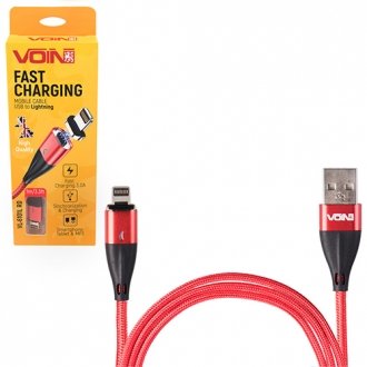 Фото автозапчастини кабель для зарядки телефону red магнітний usb - lightning 3а, 2m Voin VL-6102L RD