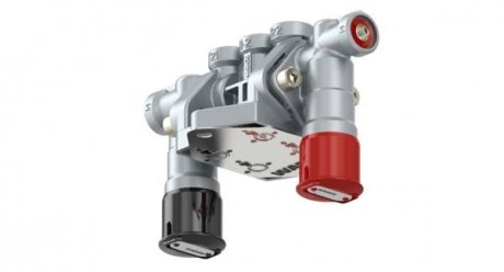 Выпускной клапан (черный/красный, парковочный и выпускной; с обратным клапаном) Wabco 9630010517 (фото 1)