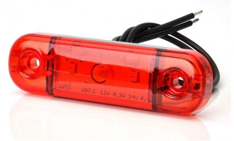 Фонарь габаритный левая/правая, красный, светодиод, высота 24,2 мм; ширина 83,8 мм; глубина 10,4мм, поверхность, длина кабеля 230, 12/24В WAS 709 W97.1