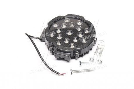 Фото автозапчастини фара LED кругла 51W (17*3W) 202*160*65мм, широкий промінь 12/24V 6000К (Руслан-Комплект) Wassa (Руслан-Комплект) ФР-135