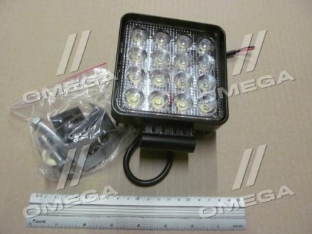 Фото автозапчастини фара LED квадратна 48W, 16лампx3W, 108*131*58, вузький промінь 12/24V 6000K (Руслан-Комплект) Wassa (Руслан-Комплект) ФР-220 (фото 1)